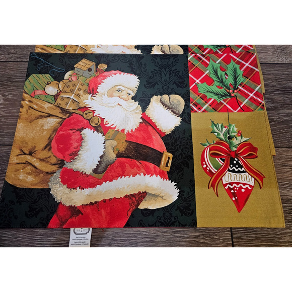 Trim A Home Santa Clause Holiday Christmas Placemats Set of 4 New 13" x 18" - Picture 2 of 4